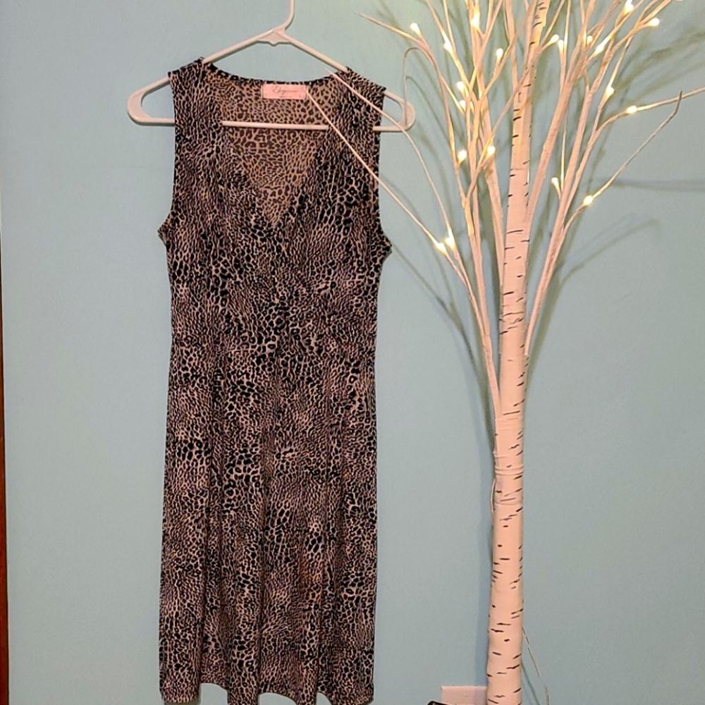 Sleeveless leopard print dress, size Small
